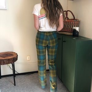 Vintage Plaid Wool Blend Pants